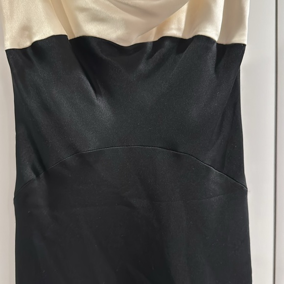 100% SILK dress w/ drape neck and drape back, Size Petite 2, Like New, cream top - Picture 3 of 9